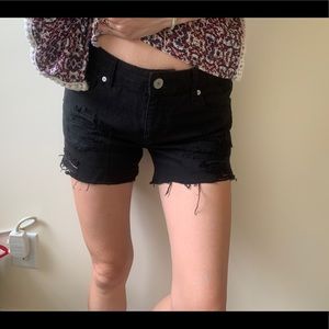 Black Distressed Jean Shorts